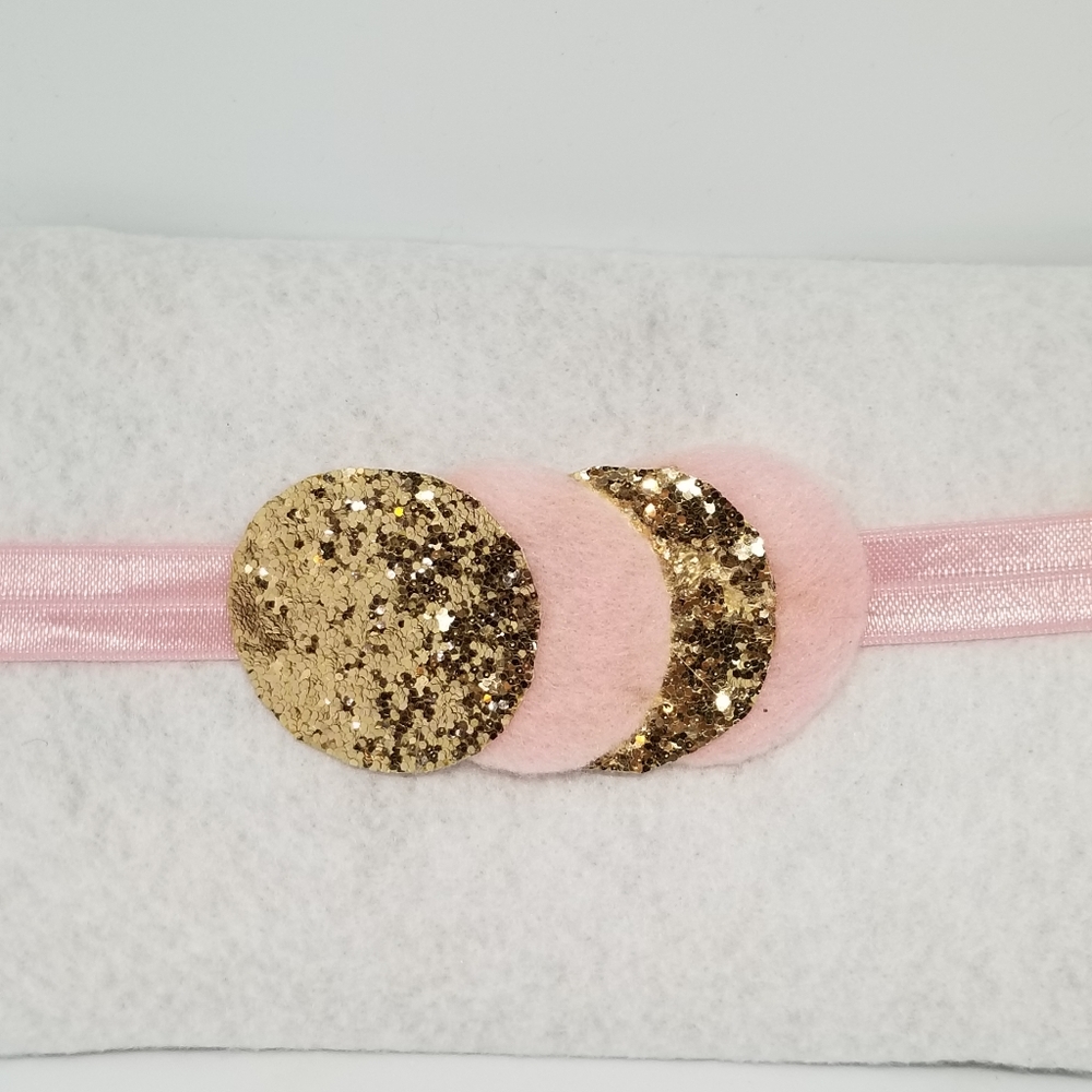 Baby headband PINK AND GOLD
